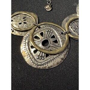 Vintage Retired Silpada Bo Ho Bib- Intricately worked Silver & Brass Necklace